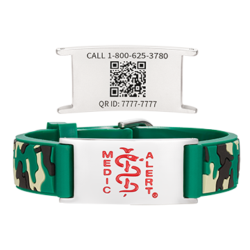 QR Code Child Titanium Medical ID Bracelet Green Camo, Green Camo, large image number 0